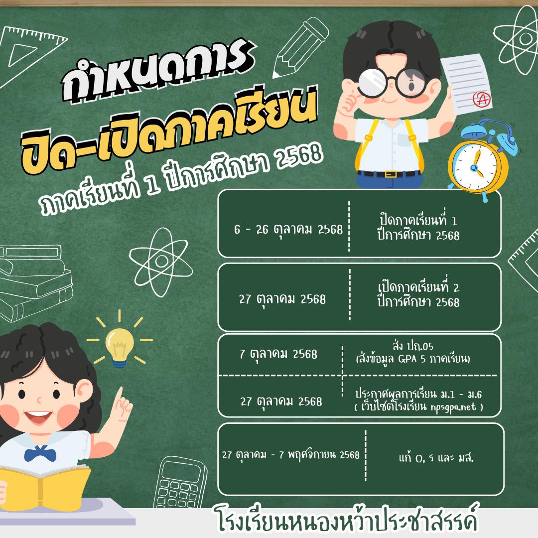 กำหนดการ ปิด-เปิดการจัดการเรียนการสอน ปีการศึกษา 2568